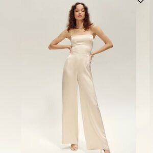 Champagne silk jumpsuit reformation, new